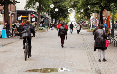 Trondheim, Norway - August 31, 2013: Daily Life at Munkegata in the downtown district.のeditorial素材