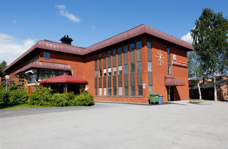 Overtarnea, Sweden - July 3, 2017: Exterial view of the Overtarnea town hall.のeditorial素材
