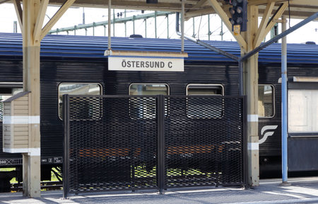 Ostersund, Sweden - May 30, 2016: A train operated by SJ at the Ostersund railroad station.のeditorial素材