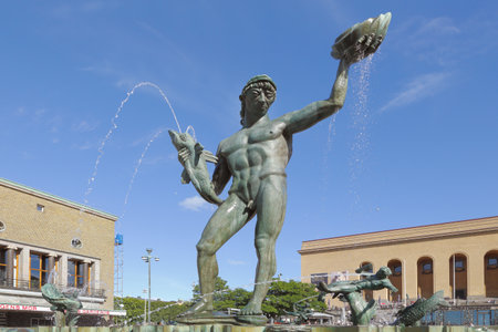 Gothenburg, Sweden - June 30, 2014: The statue Poseidon by Carl Milles at Gotaplatsen.のeditorial素材