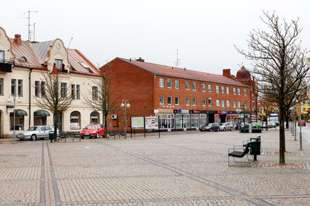 Tomelilla, Sweden - April 15, 2017: View of the Tomelilla main square.,のeditorial素材
