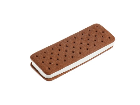 One vanilla ice cream sandwich isolated on white background.の写真素材