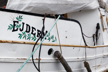 Sodertalje, Sweden - January 13, 2019: Close-up view of the steam ship Ejdern during its of season rest.のeditorial素材