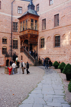 Mariefred, Sweden - October 9, 2005: People visiting the 1600th century Gripsholm castle.のeditorial素材