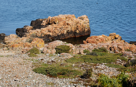 Rocks at the shore line located at Hovs Hallar, Sweden.の写真素材