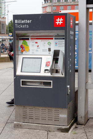 Oslo, Norway - June 20, 2019: The Oslo public transportation company Ruter ticket vending machine...