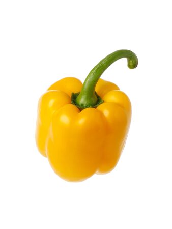 One ripe yellow pepper isolated on white background.の写真素材