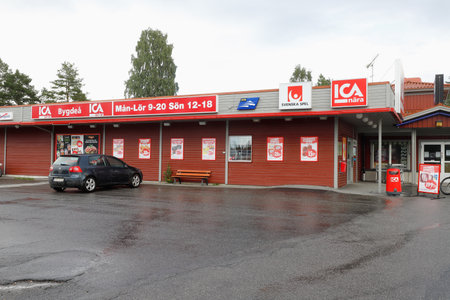Bygdea, Sweden - August 26, 2020: Exterior view of the Ica supermarket.のeditorial素材