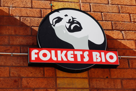 Lulea, Sweden - August 25, 2020. The logo of the Folkets bio cinema organisation.のeditorial素材