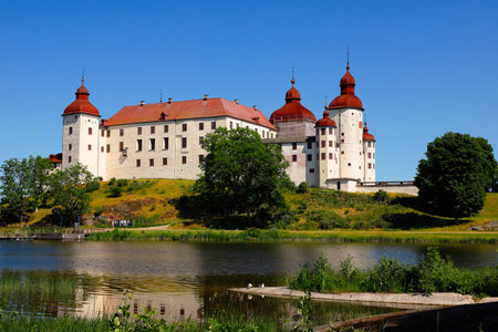 The medieval Lacko castle located in Swedish province of Vastergotland.のeditorial素材