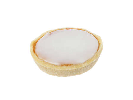 Classic Swedish mazarin pastry isolated on white background.の写真素材