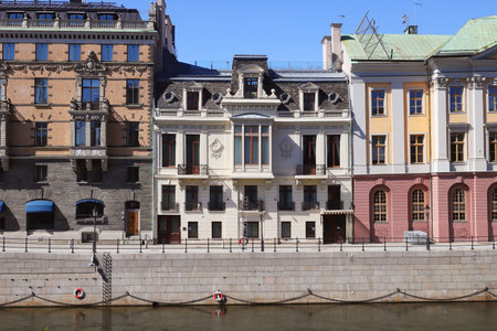 Stockholm, Sweden - May 12, 2021: The Sager Palace at Stromgatan 18 street is the official residence of the prime minister of Sweden.のeditorial素材