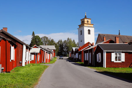 Gammelstad, Sweden - August 25, 2020: View of the Gammelstad old church town UNECO world heritage near Lulea.のeditorial素材
