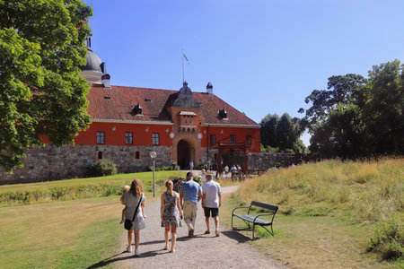 Mariefred, Sweden - July 25, 2021: People visiting the 16th century Gripsholm castle located in the province of Sodermanland.のeditorial素材