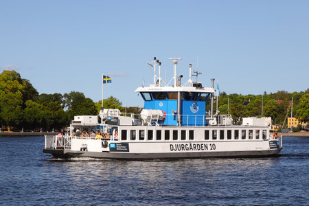 Stockholm, Sweden - July 21, 2021: The Djurgarden ferry number 10, in service for SL on the Slussen - Allmanna grand line.のeditorial素材