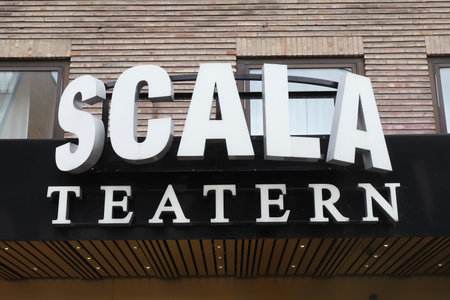 Karlstad, Sweden - June 21, 2021: Close-up view of the Scala Theatre sign.のeditorial素材