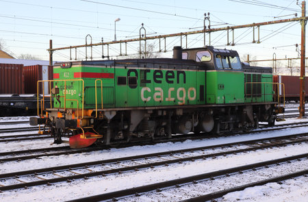 Krylbo, Sweden - December 20, 2021:  Green Cargo diesel-electric locomotive class Td.のeditorial素材