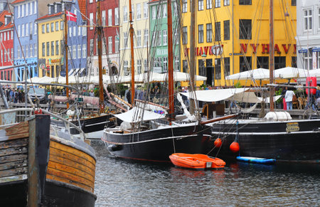 Copenhagen, Denmark - June 14, 2022: View of the Nyahavn harbor district.のeditorial素材