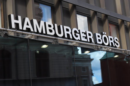 Stockholm, Sweden - July 29, 2022: The entertainmenyrestaurant Hamburger bors sign at the Jakobsgatan street.のeditorial素材