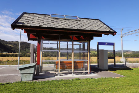 Ler, Norway - September 2, 2022: Ler commuter train railroad station.
