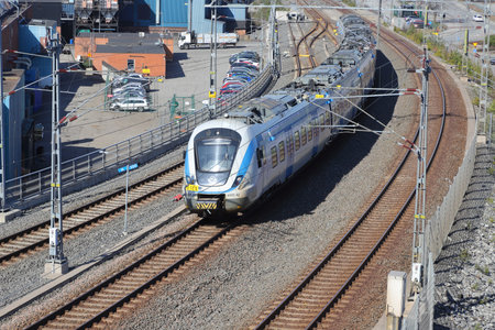 Sodertalje, Sweden - April 15, 2023: SL class X60 commuter train.のeditorial素材