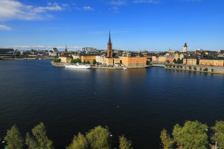 Stockholm, Sweden - July 24, 2023: View of the Riddarholmen island i the city of Stockholm from south.のeditorial素材