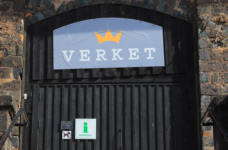 Avesta, Sweden - May 7, 2023: The entrance door to the Verket museum hosting the  exhibition Avesta art.のeditorial素材