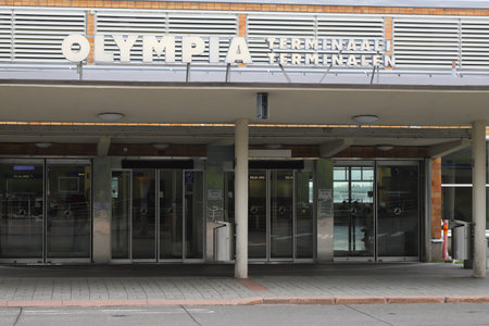 Helsinki, Finland - September 5, 2023: Entrance to the Olympia ferry terminal in service for the Silja Line route to Stockholm.のeditorial素材