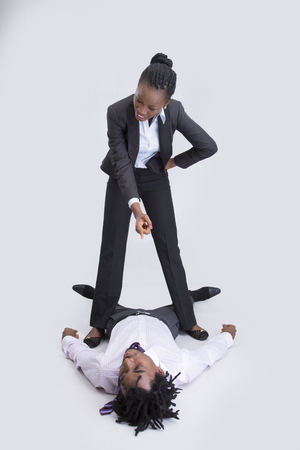 Work colleagues fightingの写真素材