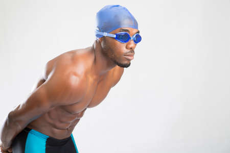 A  male swimmer in an isolated background.の写真素材