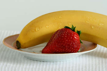 Strawberry and bananaの写真素材