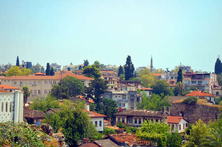 The roofs of the old houses of the city from the red tiles found in the tour of Antalyaの写真素材