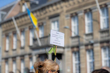 Roermond, Limburg, Netherlands. March 6, 2022. Protest against Russian armed invasion of Ukraine....