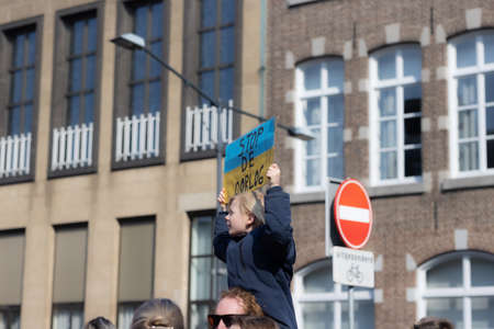 Roermond, Limburg, Netherlands. March 6, 2022. Protest against Russian armed invasion of Ukraine....