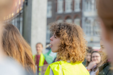 Maastricht, South Limburg, Netherlands. March 13, 2022. Protest: No racism, No fascism in the council. Stop Racism Platform. Demonstration, march and speeches in a peaceful movementのeditorial素材