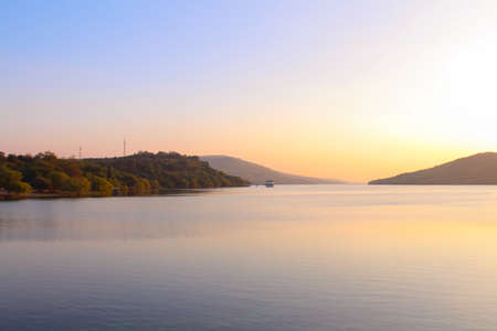 Beautiful sunset view at Lamtaklong Dam,Korat,Thailand on long weekendの写真素材