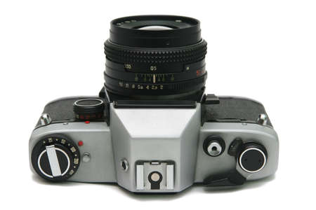 Isolated old film camera on white background 