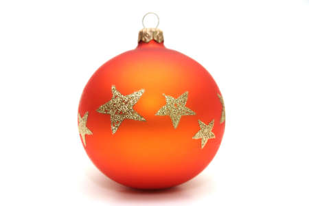 Red decoration ball isolated on white.の写真素材