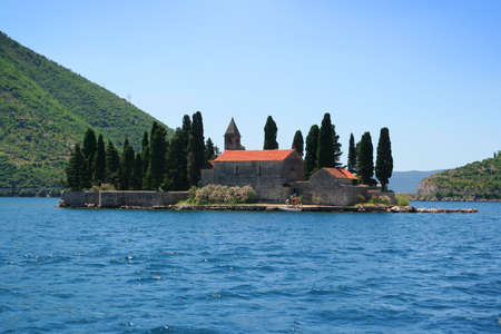Little island in the middle of Kotor Bay, Montenegroの写真素材