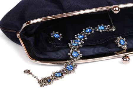 Black purse isolated on whiteの写真素材