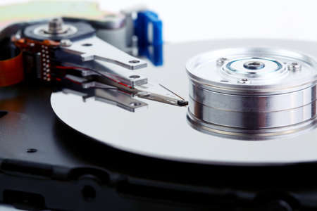Open hard disc drive macro photo
