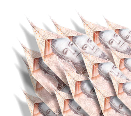 Paper planes made out of money bills flying onedirectional to the sky