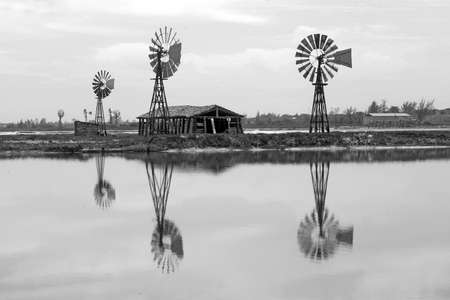 Saline Lagoon and windmillsのeditorial素材