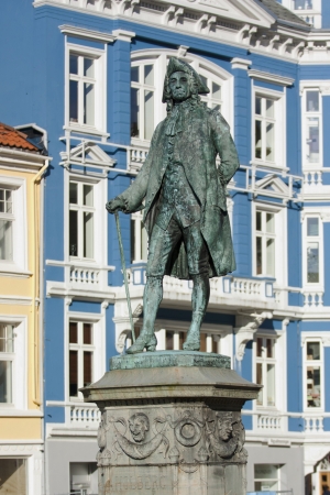 statue of Ludvig Holberg, Baron of Holberg at bergen norwayの写真素材