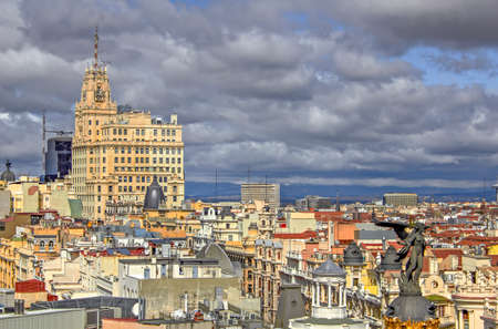 Unusual view of roofs in the city of Madrid from the Fine Arts buildingのeditorial素材