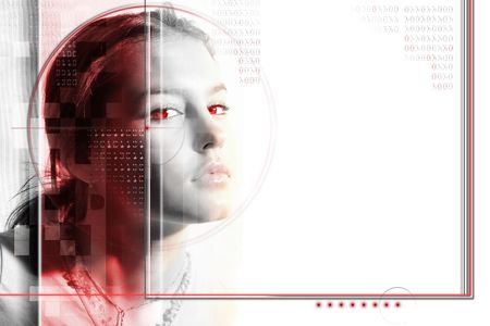 Card with designed girlsの写真素材