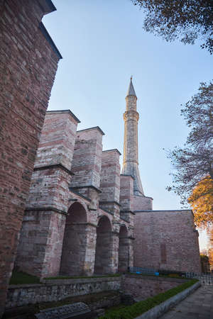 ISTANBUL, TURKEY - November 22, 2021: The famous AyaSophia Mosque. side exit. The history of Byzantium and the Ottoman Empire.のeditorial素材