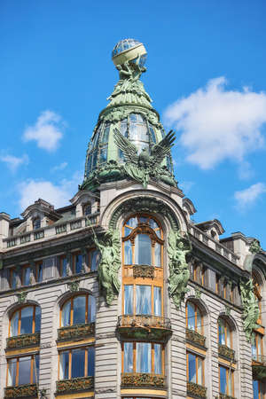 St. Petersburg, January 27, 2021: The famous Singer House building on Nevsky Prospekt in St. Petersburg Petersburg, Russiaのeditorial素材