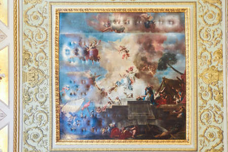 St. Petersburg, Russia - May 27, 2021: Hermitage Museum, ceiling painting. A historical work of art.のeditorial素材