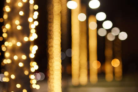 Bright fuzzy bokeh from the lights in the city or on holiday